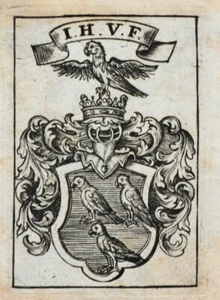 c1730 Johann Heinrich Falkenstein Exlibris gravé sur cuivre - Photo 1/1
