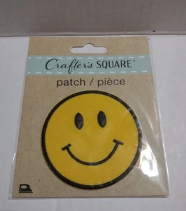 Crafter's Square Iron-On Patch-Smiley Face-New/Sealed Package Yellow/Black - Picture 1 of 2