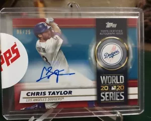 2021 Topps Baseball Series 1 Chis Taylor L.A.Dodgers SP Red Auto Variation#06/25 - Picture 1 of 5