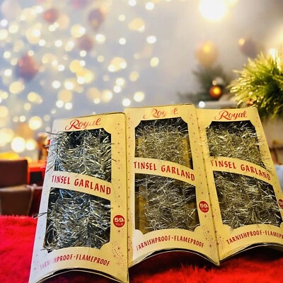 Royal Brand Vintage Silver Tinsel Garland NOS Lot Of 3 Boxes 1950’s Made In USA - Image 1 of 4