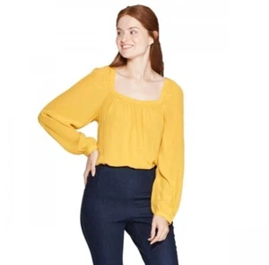 A New Day Square-Neck Top with Bishop Sleeves, Large - New! - Picture 1 of 4