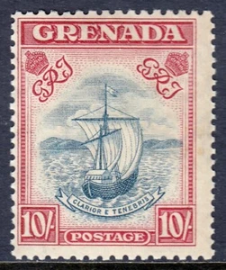 GRENADA — SCOTT 142b (SG 163) — 1943 10/- KGVI SEAL P12X13 — MH/TONING — SCV $42 - Imagen 1 de 2