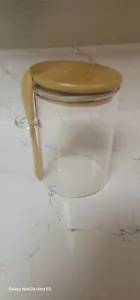 Coffee Sugar Container Salts Jars 15oz Glass Airtight Caning With Bamboo Lids An - Picture 1 of 4