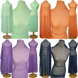 Soft Power Mesh Tulle 4-way Spandex stretch Fabric Sheer Net Dresses Bridal 44"w - Picture 1 of 628