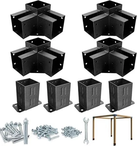 Pergola Kit with 4x4 Brackets, 3-Way Corner, Wood Fence Post Anchor - Picture 1 of 8