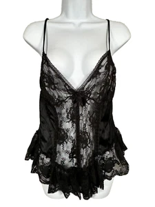 Vintage Avon Fashion Teddy Body Large Satin Nylon Spitze Strampler schwarz kokett - Bild 1 von 14