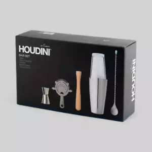 Houdini 5pc Bar Tool Set | Shaker, Jigger, Strainer, Muddler, Stirring Spoon - Picture 1 of 2