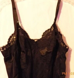 Vintage Black Gossard Artemis Size 34 Floral Lace Black Nylon Full Slip  - Picture 1 of 3