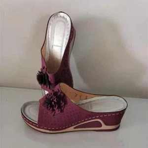 Summer Women Slippers Platform Female Sandals Fashion Flower Hollow Wedge Beach - Picture 1 of 27