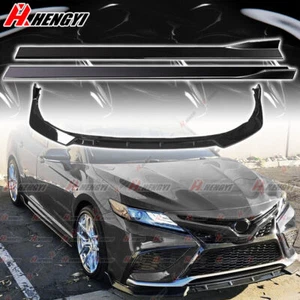 FRONT LIP SPLITTER CHIN SPOILER SIDE SKIRT GLOSS BLACK FOR TOYOTA CAMRY 2021+ SE - Picture 1 of 10