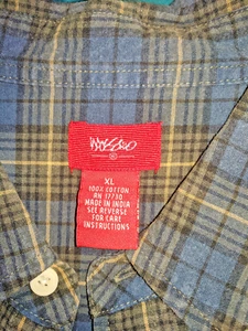 Mossimo Button Down kariertes marineblaues Flanellhemd XL NEU mit Etikett - Bild 1 von 14