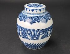 Antique Chinese Blue & White Porcelain Phoenix Ginger Jar 19th C. Qing 5.5