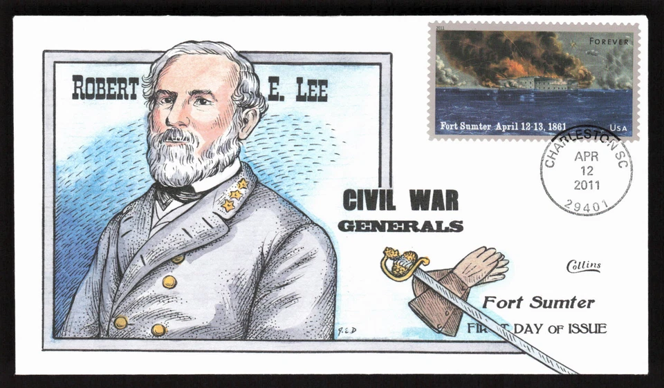 FIRST BULL RUN CIVIL WAR FDC GENERAL GRANT COLLINS HAND COLORED US COVER - Image 1 of 1