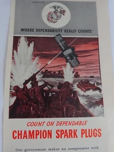 Revista Champion Spark Plugs impresión publicitaria 1944 Segunda Guerra Mundial cuenta con confiable - Imagen 1 de 3