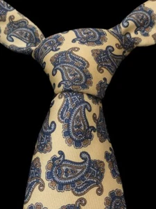 Aquascutum of London Tie Men's Ivory Blue Paisley 100 % Silk Vintage Pre-owned - Picture 1 of 8