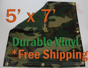 5' x 7' de alta resistencia 18 oz vinilo camuflaje lona cubierta de tierra caza ciega - Imagen 1 de 1