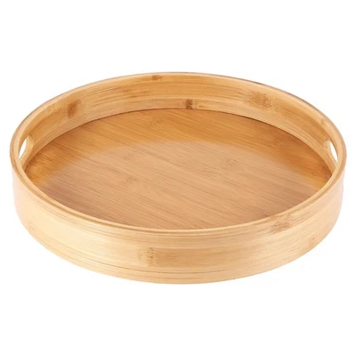 Round Serving Bamboo Wooden Tray for Dinner Trays Tea Bar Breakfast Food4384 - image 1 of 4