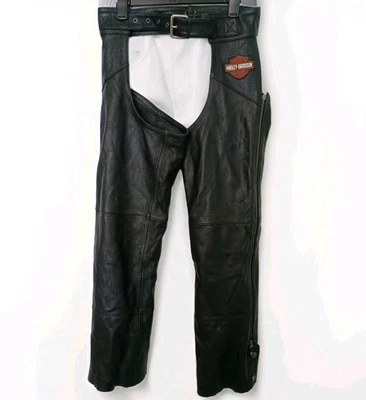 Pantalones de motociclista Harley Davidson para hombre de cuero negro talla S con cremallera lateral Foto 1 de 4