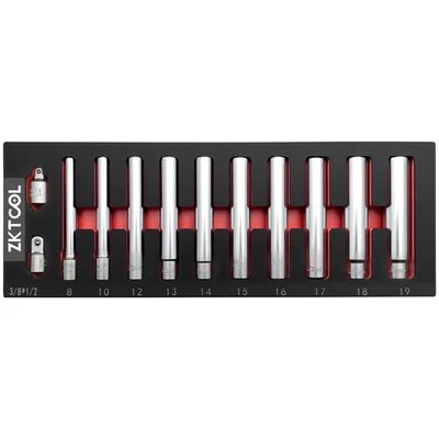 12PCS Deep Metric Socket 1/2 3/8-Inch Drive 6PT 8-10-12-13-14-15-16-17-18-19MM - Image 1 of 4