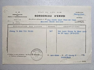 State of Vietnam 1955 Postal Receipt w/ Qui Nhon Postmarked - Picture 1 of 1