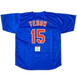Tim Tebow Autograph Signed New York Mets Blue Custom Jersey w/COA - Picture 1 of 6