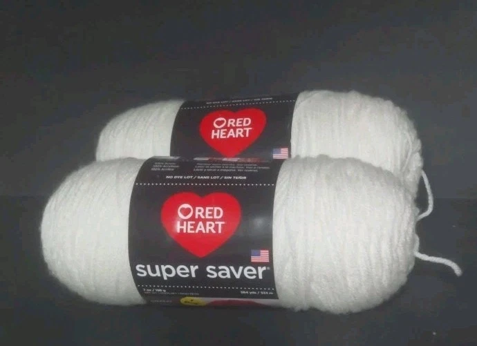 Red Heart Super Saver Yarn Soft White 7 Ounce Skeins Crochet Knitting