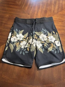 Old Navy Women's Mid-Rise Board Shorts Black Charcoal With Floral Motif Beach 28 - Picture 1 of 6