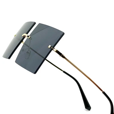 Mujeres Moda Gafas de sol Negras Lentes Doradas De Gran Tamaño Grandes Enormes XXL Cuadradas Diseñador Foto 1 de 4