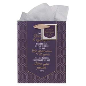 Decorative Portrait Gift Bag w/Tissue Paper Set for Women: The Lord Bless You - Picture 1 of 3