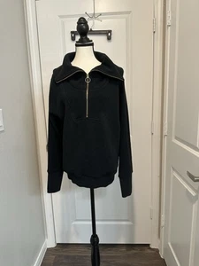 Better Together Black Ribbed Quarter Zip Pullover Sweater Size L - Picture 1 of 4