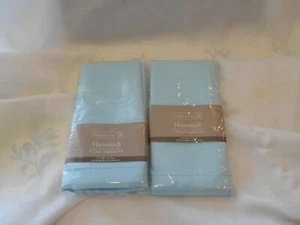 HOME TRENDS-2 SET OF 4 17X17'' HEMSTITCH BLUE POLYESTER NAPKINS - Picture 1 of 2