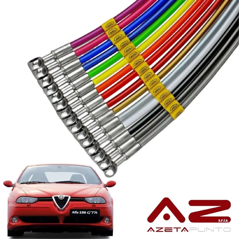 tubi freno in treccia auto aereonautica su misura per alfa romeo 156 gta 3.2 932 - Immagine 1 di 4