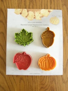 Set 4:Williams Sonoma Fall Pie Punches / Cookie Cutters-Apple,Acorn,Leaf,Pumpkin - Picture 1 of 5