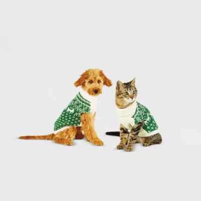 Wondershop Fairisle Pet Dog Reindeer Sweater Green Size XS Christmas Holiday  - Image 1 of 4
