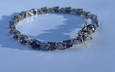 Pulsera Amatista Acabado Oro Blanco 14k Foto 1 de 4