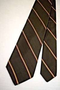 Neck Tie VTG Givenchy 60s 70s Red Ivory Stripe on Green Silk 58" x 3" - Picture 1 of 7