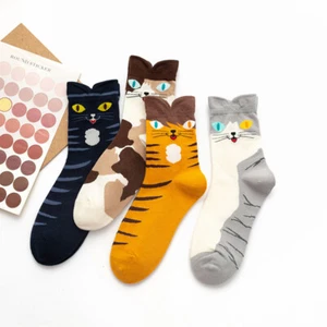 4 Pairs Women Funny Cat Socks Cute Animals Fun Funky Novelty Gift Ladies Socks - Picture 1 of 9