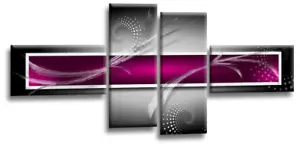 Abstract Wall Art Print Purple Grey Stripes Checks Framed Split Picture Large - Picture 1 of 6