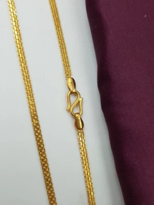 Cadena de oro indio 22K collar de cadena para hombre cadena plana ambos lados usable uso diario Foto 1 de 4