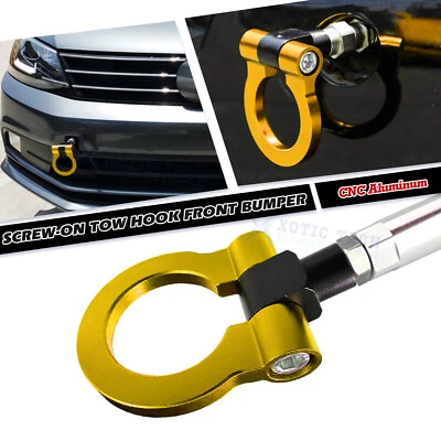 Gancho de remolque dorado pista carreras CNC aluminio parachoques delantero para Volkswagen EOS 2006-16 Foto 1 de 4