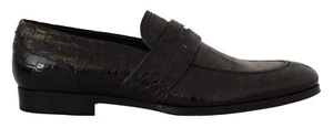 DOLCE & GABBANA Shoes Moccasin Black Crocodile Leather Slip On EU44 / US11 $5400 - Picture 1 of 12