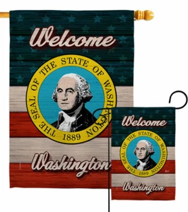 Welcome Washington Garden Flag Americana States Decorative Gift Yard Banner - Picture 1 of 19