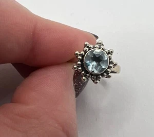 New Blue aquamarine starburst sterling silver 925 ring solitaire gemstone - Picture 1 of 7