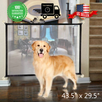 Pets Dog Cat Baby Safety Gate Mesh Fence Magic Portable Guard Net Stairs Doors - Image 1 of 4