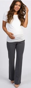 PinkBlush Womens Charcoal Wide Leg Maternity Pants, Sz Small - Picture 1 of 4
