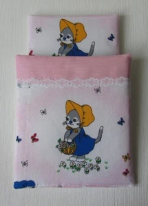 Bettwäsche Bettzeug für Puppenbett - Decke 25 x 22 cm - Kissen 17 x 13,5 cm (9) - Bild 1 von 3
