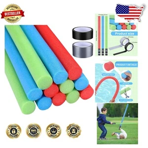 Versatile Pool Noodle Set - 12 Foam Noodles in Bright Colors with Tape - Picture 1 of 8
