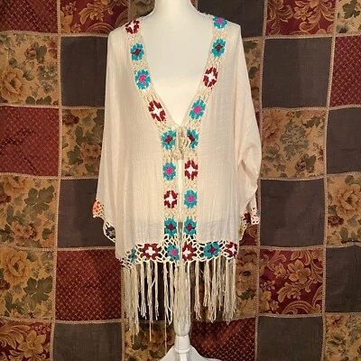 Kindred Bohemio Crochet Floral Playa Cubrir Para Mujer 3X Beige Colorido Floral Foto 1 de 4