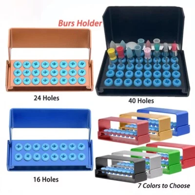 16/24/40 Holes Dental Burs Holder Block Aluminium Disinfection Box Autoclave - Image 1 of 4