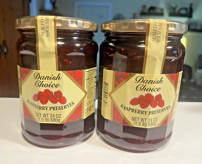 Lot of 2 Pack 24 oz Danish Choice RASPBERRY - 48oz Total Glass Jars Exp 10/2026 - Image 1 of 3